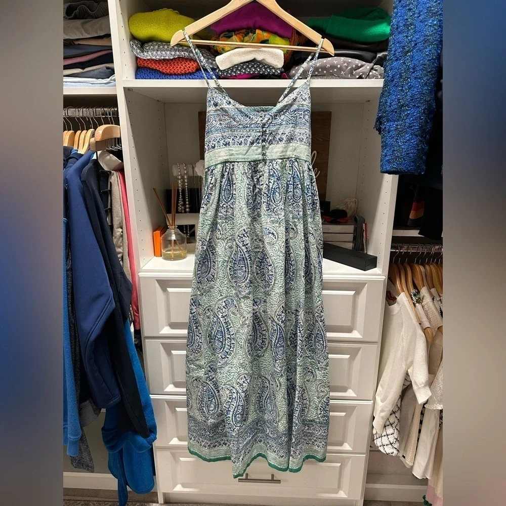Anokhi Blue and Green Paisley Dress - Picture 1 of 4